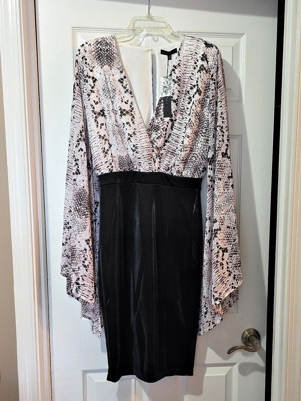 Animal Print Long Sleeve Dress in Black & Pink; NWT